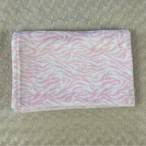 Baby Starters Pink White Zebra Stripes Print Baby Blanket Plush Security Lovey